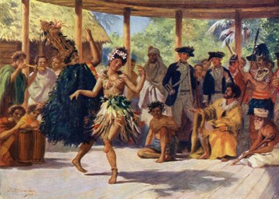 キャプテンクックの前にオタヘイトで踊る 作： J. Williamson